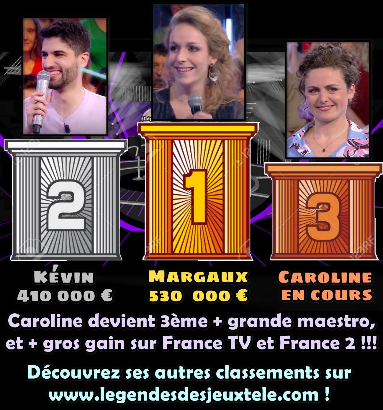 Evénement : Caroline devient 3ème + grande maestro ET gagnante sur France TV et France 2 !!!