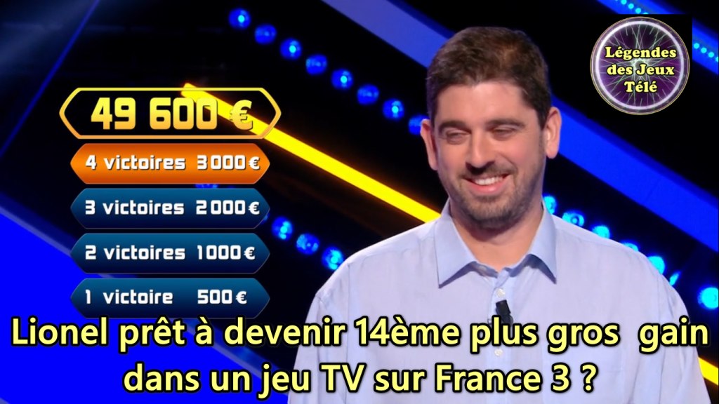 Questions pour un champion : Lionel prêt à devenir 14ème plus gros gain de  l'histoire des jeux TV sur France 3 ?