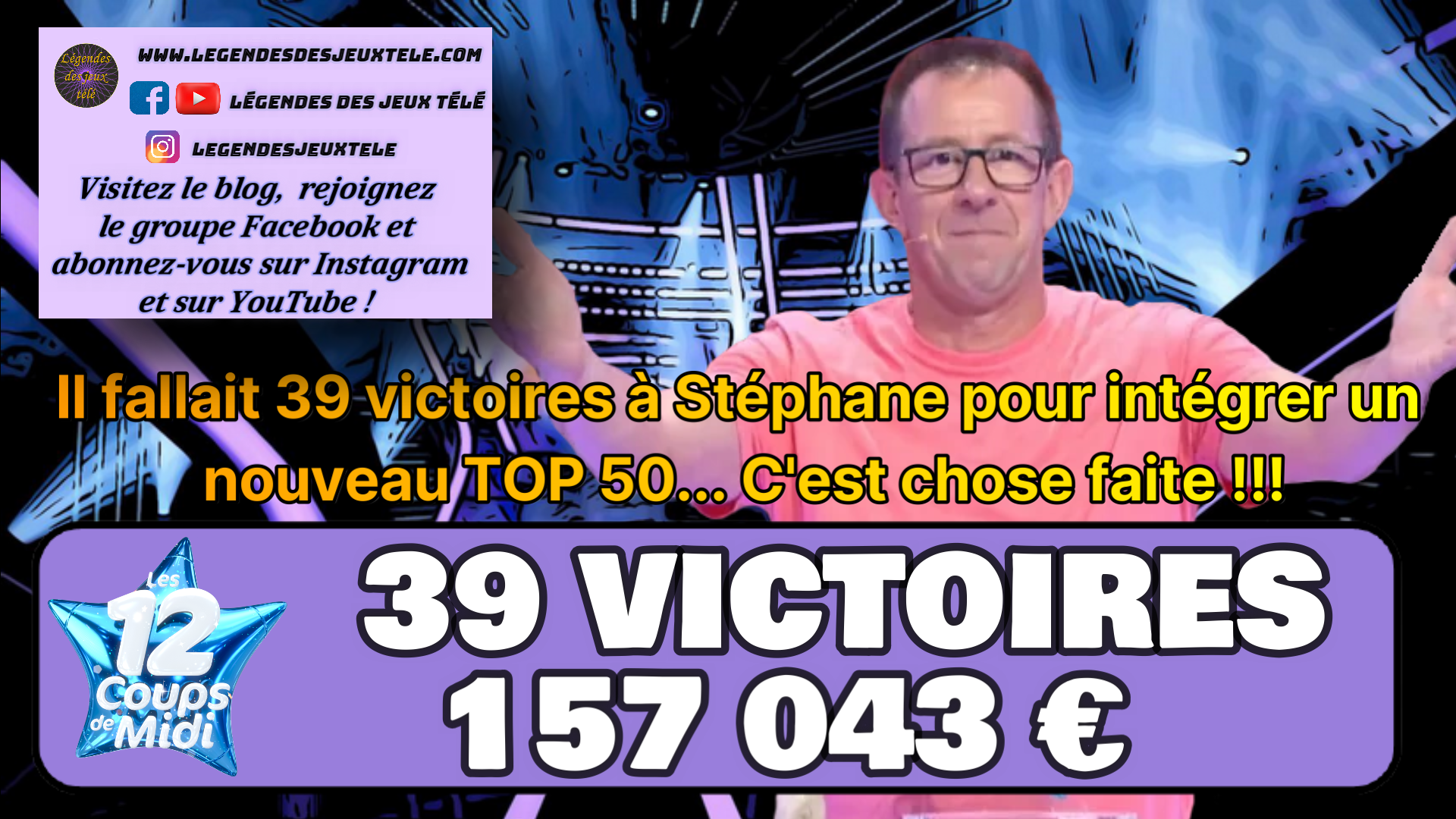 39ème victoire dans « les 12 coups de midi » : Stéphane intègre un nouveau classement !