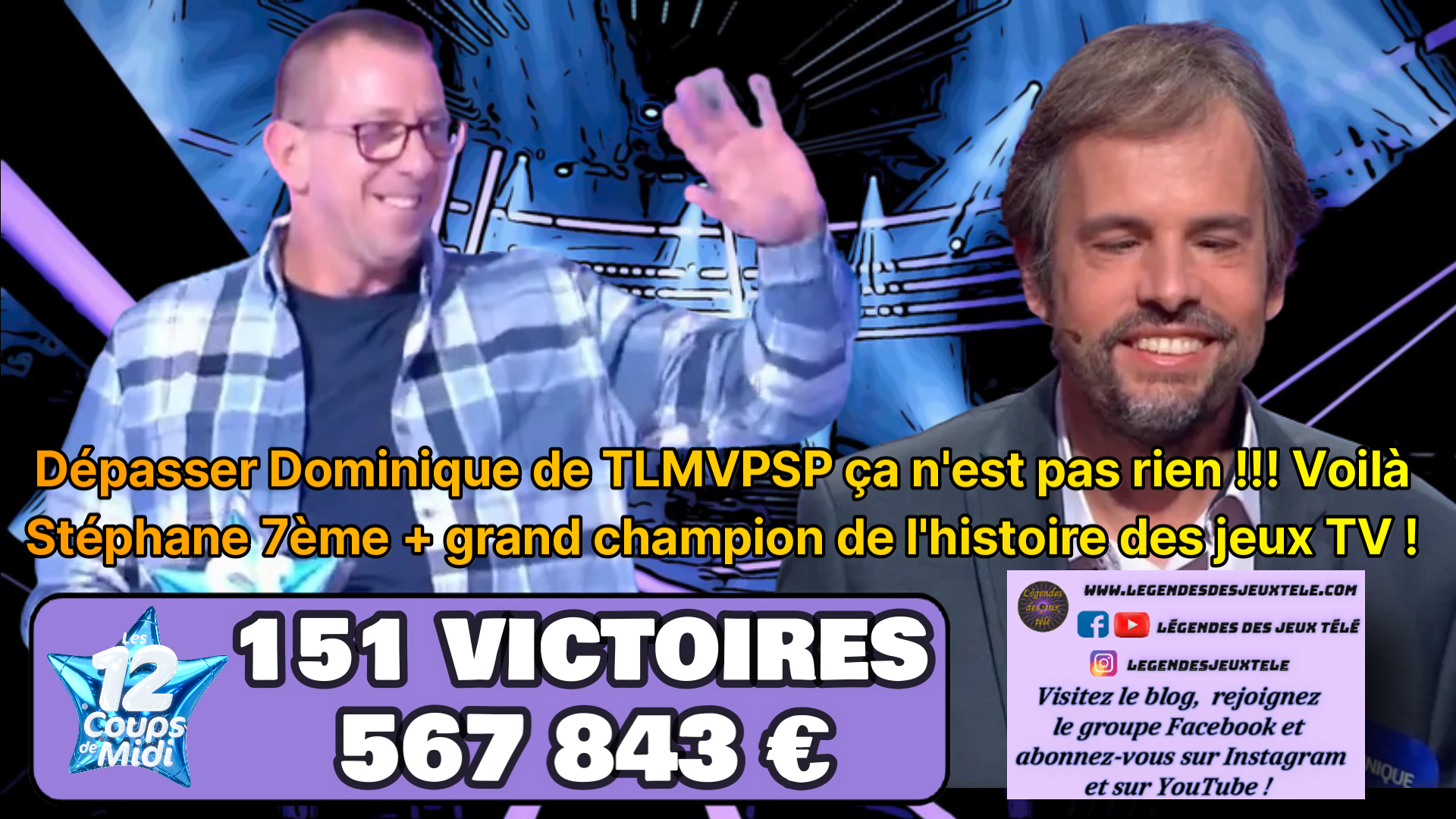 Stéphane devient 7<sup>ème</sup> + grand de tous les champions en dépassant Dominique de TLMVPSP !